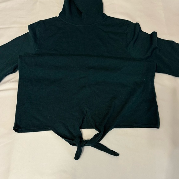 Talbots 100% Merino Wool Turtleneck Dark Green Comfy Waist Tie Sweater - Picture 3 of 7